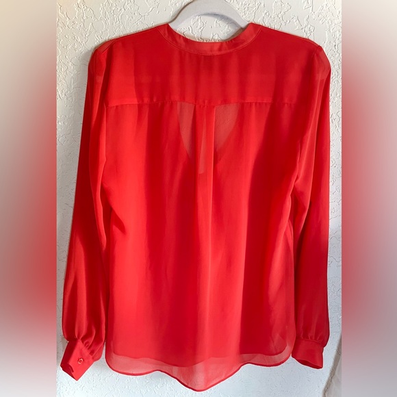 ASOS Red sheer drape neck blouse - Picture 3 of 6